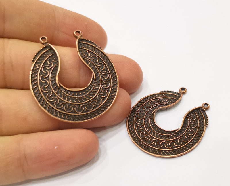 2 Copper Charms Connector Antique Copper Plated Charms (37x34mm)  G19400
