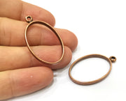 4 Oval Bezel Charms Antique Copper Plated Charms (39x23mm) G19401