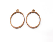 4 Oval Bezel Charms Antique Copper Plated Charms (39x23mm) G19401