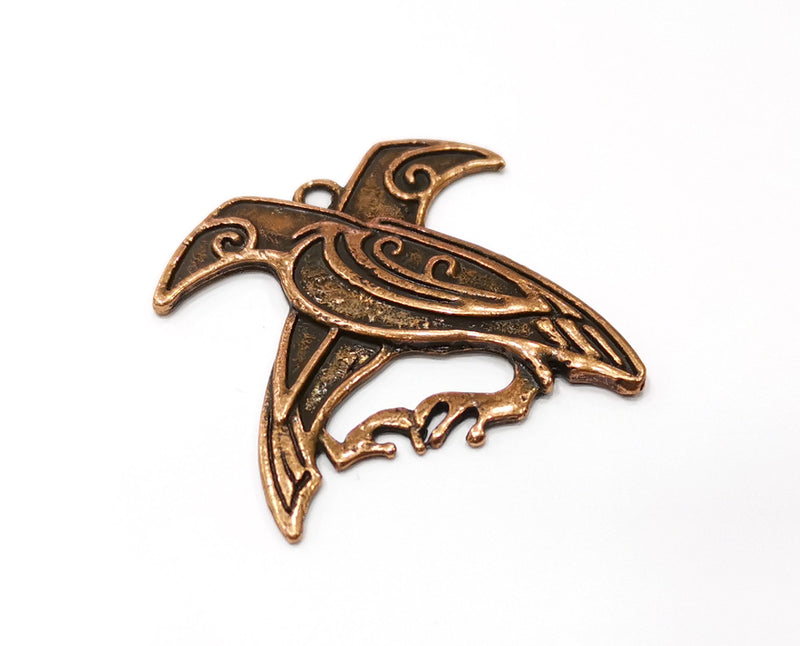 2 Bird Charms Antique Copper Plated Charms (34x32mm) G19403