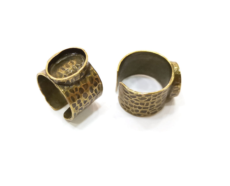 Antique Bronze Ring Blank Setting Cabochon Base inlay Ring Backs Mounting Adjustable Ring Bezel (14x10mm blank) Antique Bronze Plated G18842