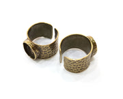 Antique Bronze Ring Blank Setting Cabochon Base inlay Ring Backs Mounting Adjustable Ring Bezel (14x10mm blank) Antique Bronze Plated G18842