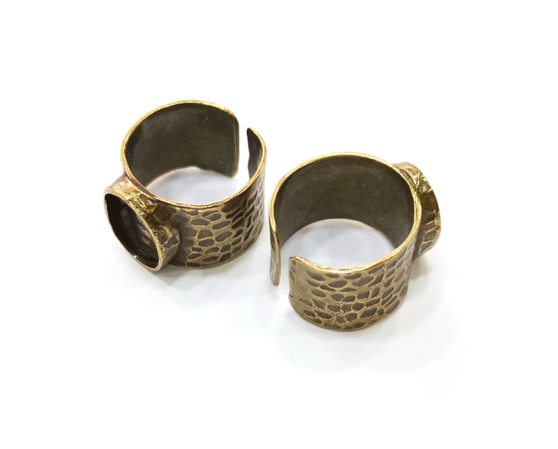 Antique Bronze Ring Blank Setting Cabochon Base inlay Ring Backs Mounting Adjustable Ring Bezel (14x10mm blank) Antique Bronze Plated G18842