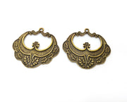 2 Antique Bronze Charms Antique Bronze Plated Charms (37x37mm)  G18846