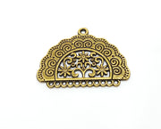 2 Antique Bronze Flower Connector Charms Antique Bronze Plated Charms (38x29mm)  G18847