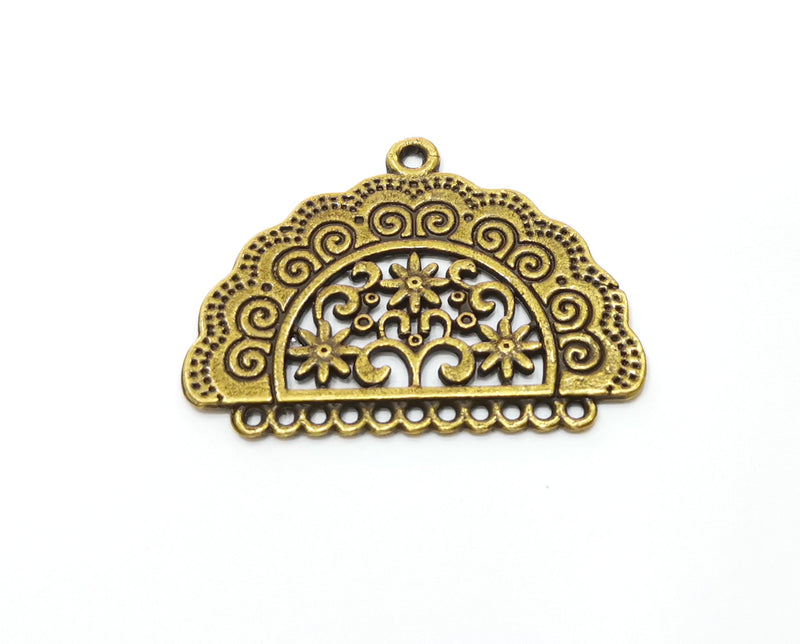 2 Antique Bronze Flower Connector Charms Antique Bronze Plated Charms (38x29mm)  G18847