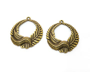 2 Antique Bronze Leaf Charms Antique Bronze Plated Charms (38x33mm)  G18848