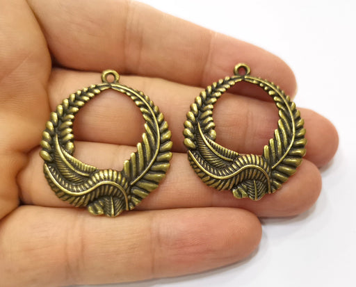 2 Antique Bronze Leaf Charms Antique Bronze Plated Charms (38x33mm)  G18848