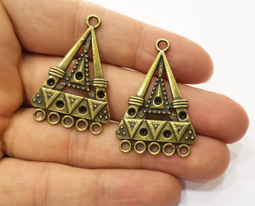 2 Antique Bronze Triangles Charms Antique Bronze Plated Charms (40x27.5mm)  G18851