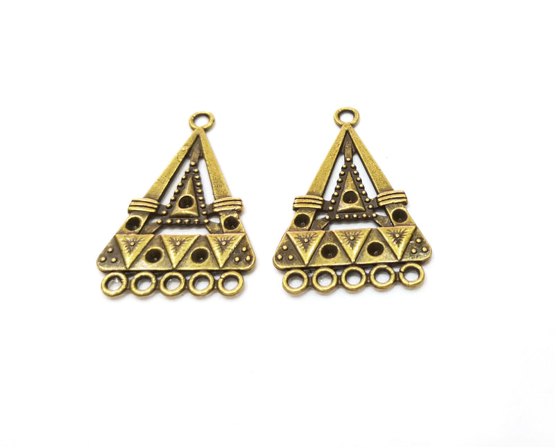 2 Antique Bronze Triangles Charms Antique Bronze Plated Charms (40x27.5mm)  G18851