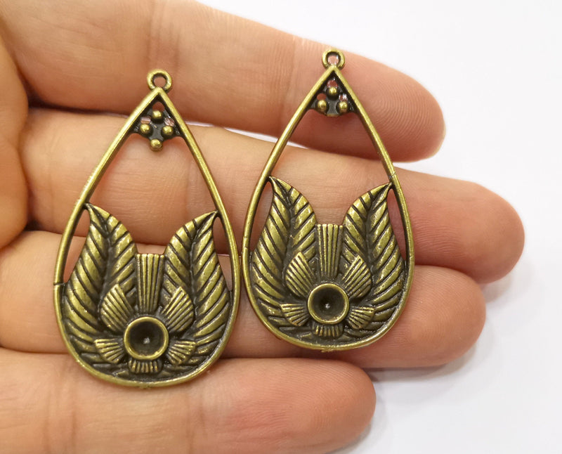 2 Antique Bronze Charms Antique Bronze Plated Charms (49x28mm)  G18852