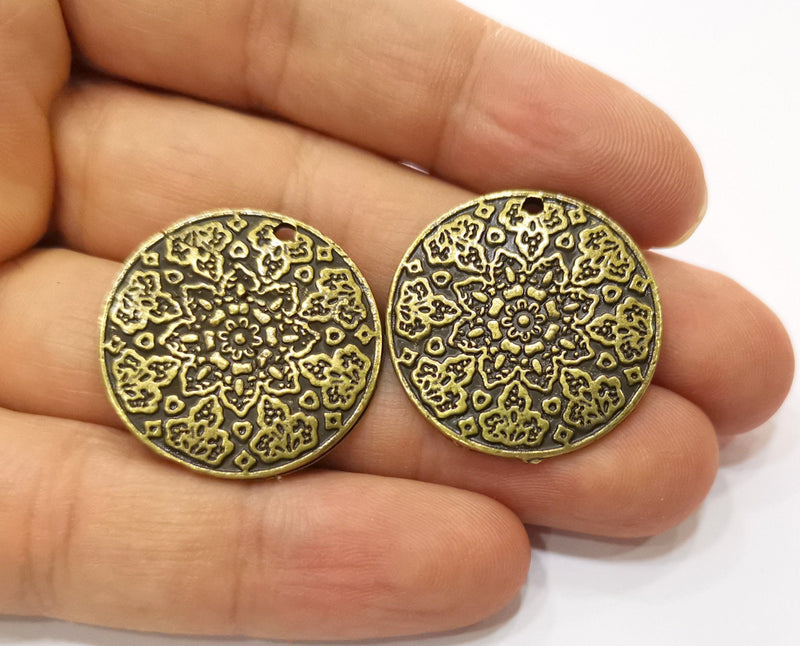 2 Antique Bronze Charms Antique Bronze Plated Charms (28mm)  G18853
