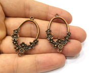 2 Flower Charms Antique Copper Plated Charms (40x24mm)  G19408