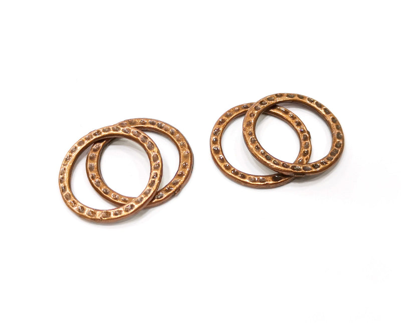 10 Circle Connector Antique Copper Plated Hammered Round Connector (20mm) G19409