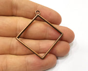2 Square Bezel Charms Antique Copper Plated Charms (47x43mm) G19410