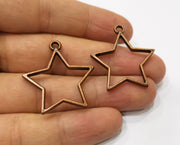 4 Star Bezel Charms Antique Copper Plated Charms (33x31mm) G19415