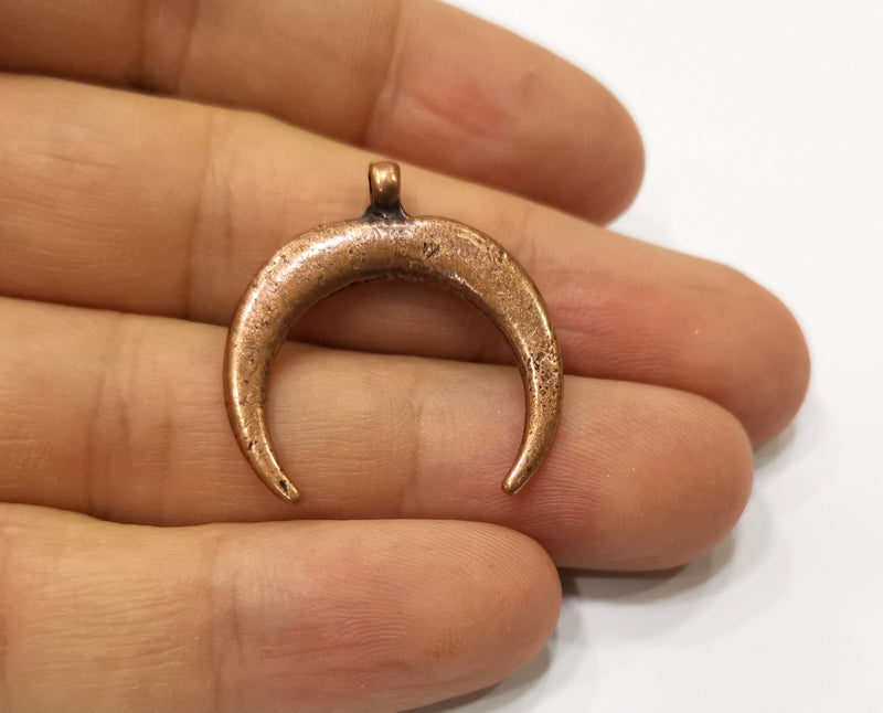 2 Crescent Moon Charm Antique Copper Plated Charms (29x28mm)  G19416