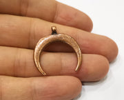 2 Crescent Moon Charm Antique Copper Plated Charms (29x28mm)  G19416