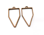 4 Copper Bezel Charms Antique Copper Plated Charms (43x21mm) G19417