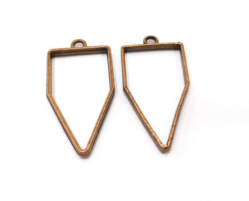 4 Copper Bezel Charms Antique Copper Plated Charms (43x21mm) G19417