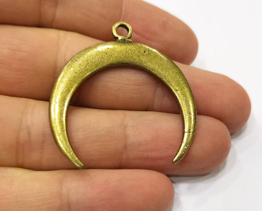 2 Crescent Moon Charm Antique Bronze Plated Charms (40x38mm)  G19420