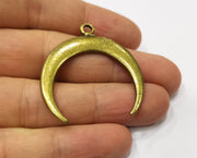 2 Crescent Moon Charm Antique Bronze Plated Charms (40x38mm)  G19420