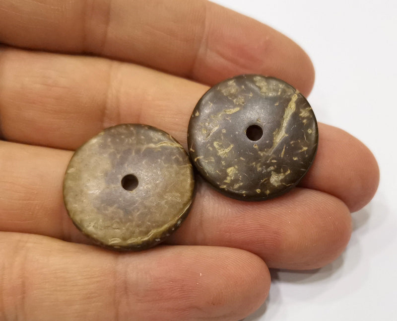 4 Coconut Wood Findings Coconut Tree Natural Findings 25x3 mm  G19421