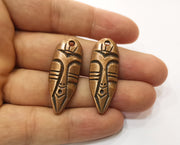 2 Copper Mask Charms Antique Copper Plated Charms (39x15mm)  G18860