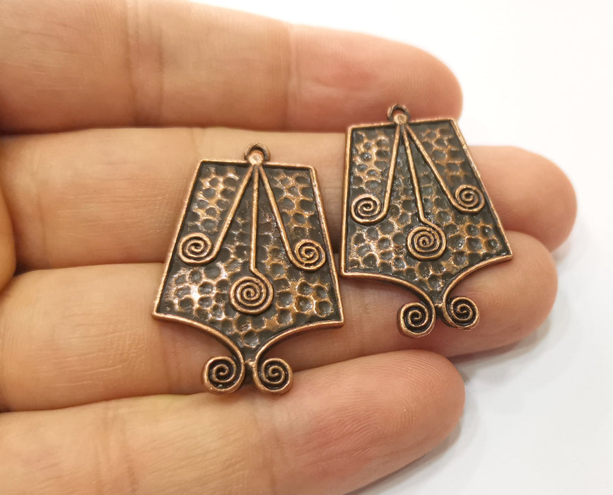 2 Copper Charms Antique Copper Plated Charms (36x24mm)  G18862