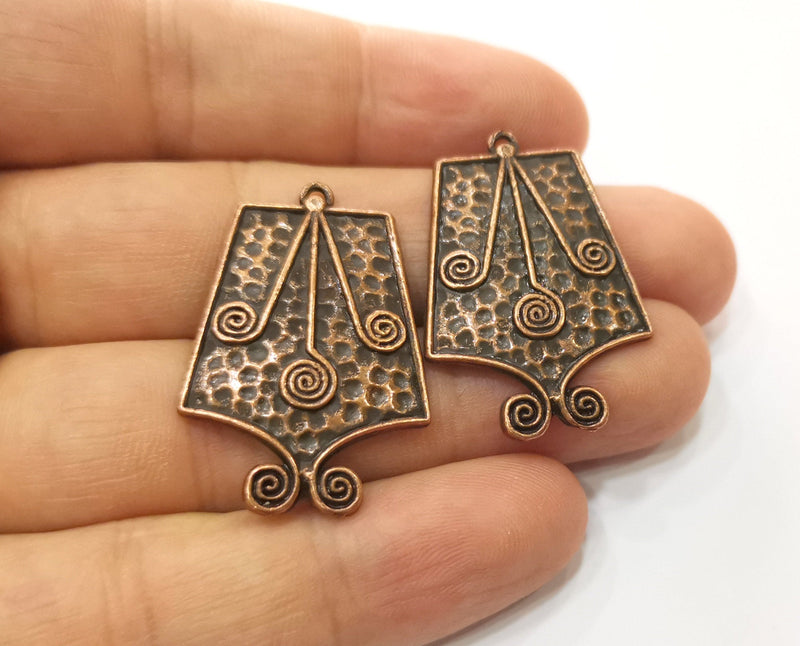 2 Copper Charms Antique Copper Plated Charms (36x24mm)  G18862