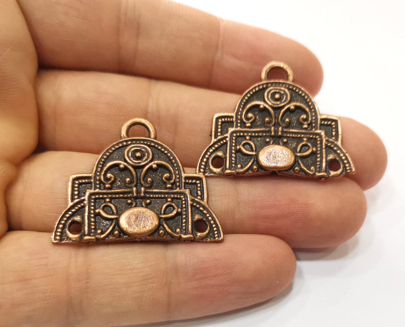 2 Copper Charms Connector Antique Copper Plated Charms (35x28mm)  G18866
