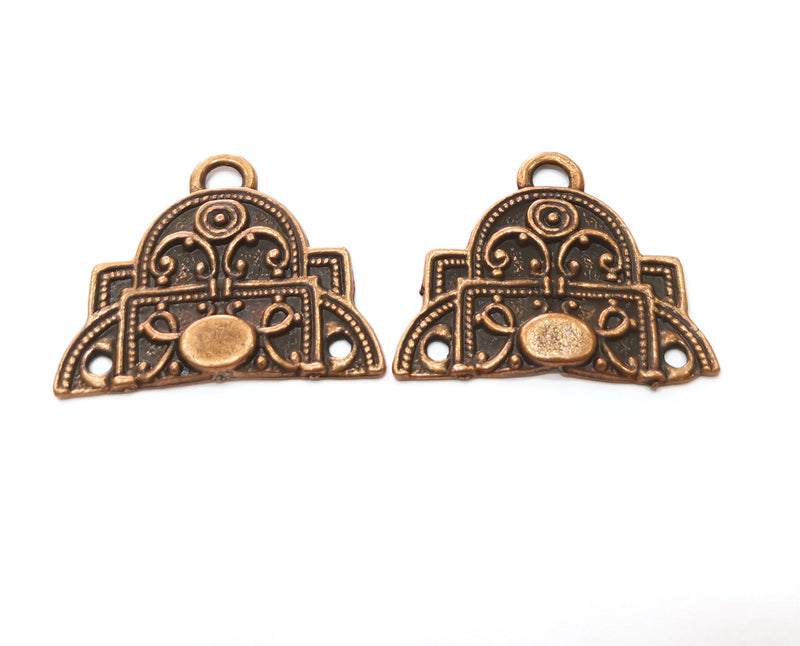 2 Copper Charms Connector Antique Copper Plated Charms (35x28mm)  G18866