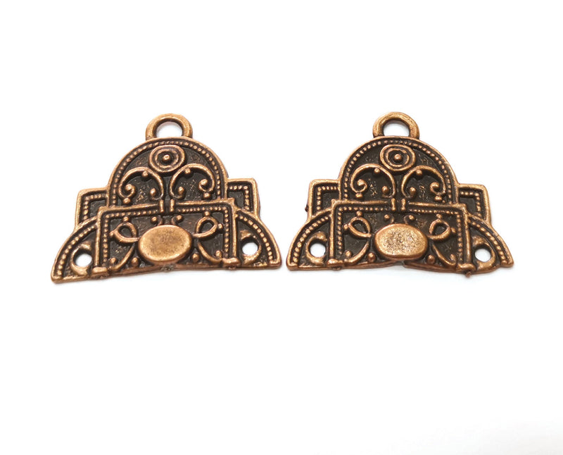 2 Copper Charms Connector Antique Copper Plated Charms (35x28mm)  G18866