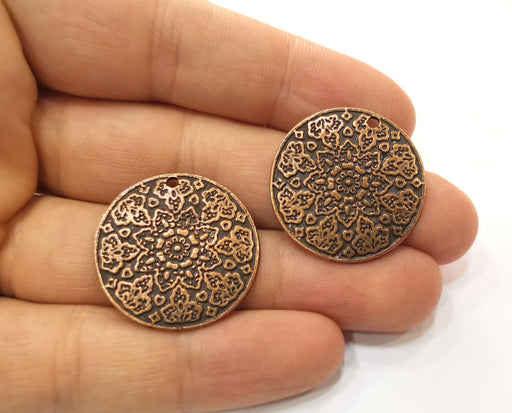 2 Copper Charms Antique Copper Plated Charms (28mm)  G18867