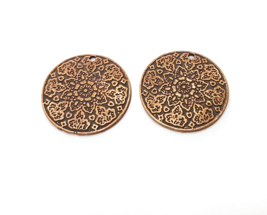 2 Copper Charms Antique Copper Plated Charms (28mm)  G18867