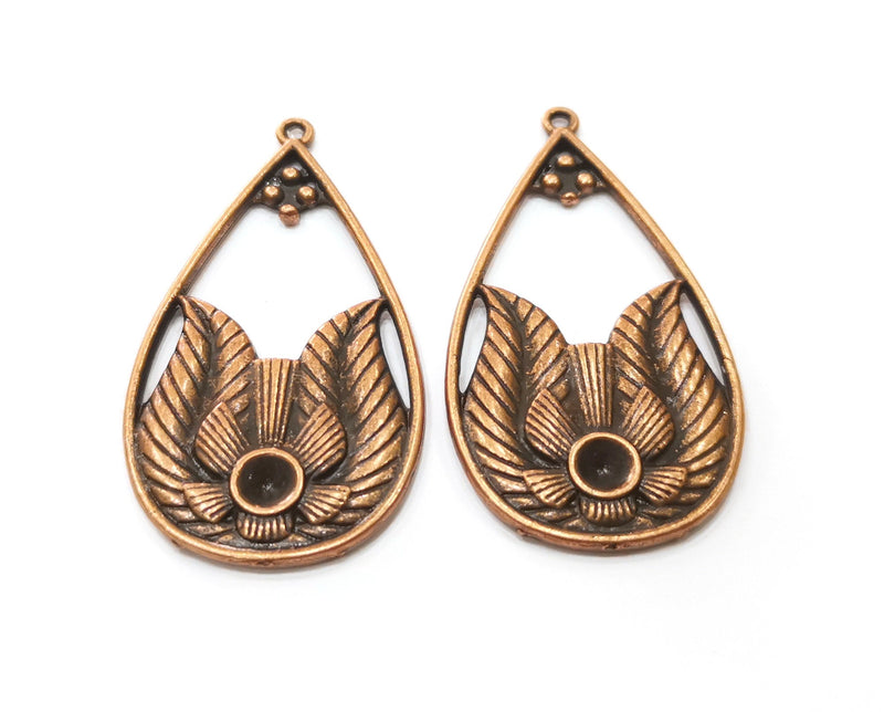 2 Copper Charms Antique Copper Plated Charms (48x26mm)  G18872