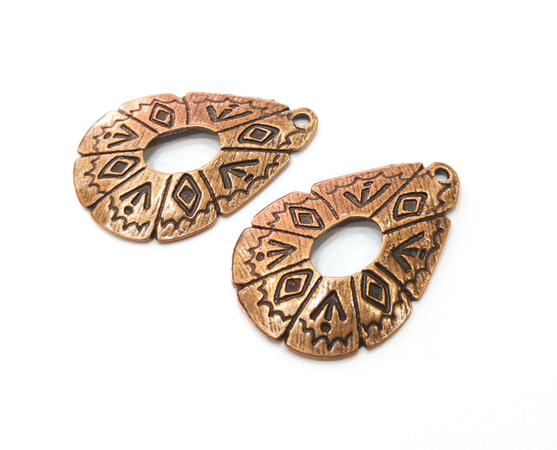 2 Copper Charms Antique Copper Plated Charms (39x26mm)  G18873