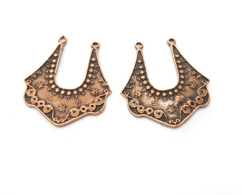 2 Copper Charms Connector Antique Copper Plated Charms (36x33mm)  G18876