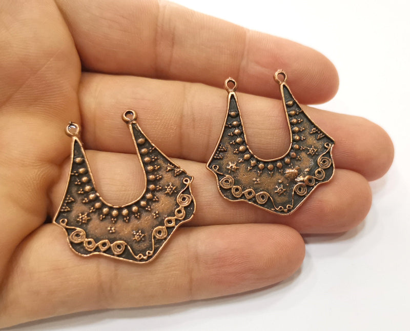 2 Copper Charms Connector Antique Copper Plated Charms (36x33mm)  G18876