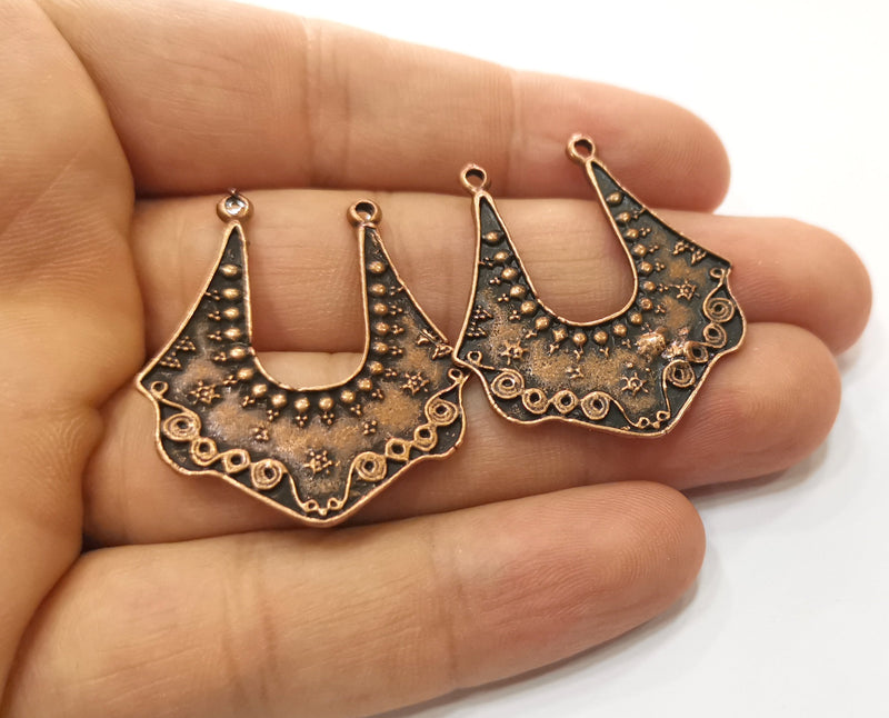 2 Copper Charms Connector Antique Copper Plated Charms (36x33mm)  G18876