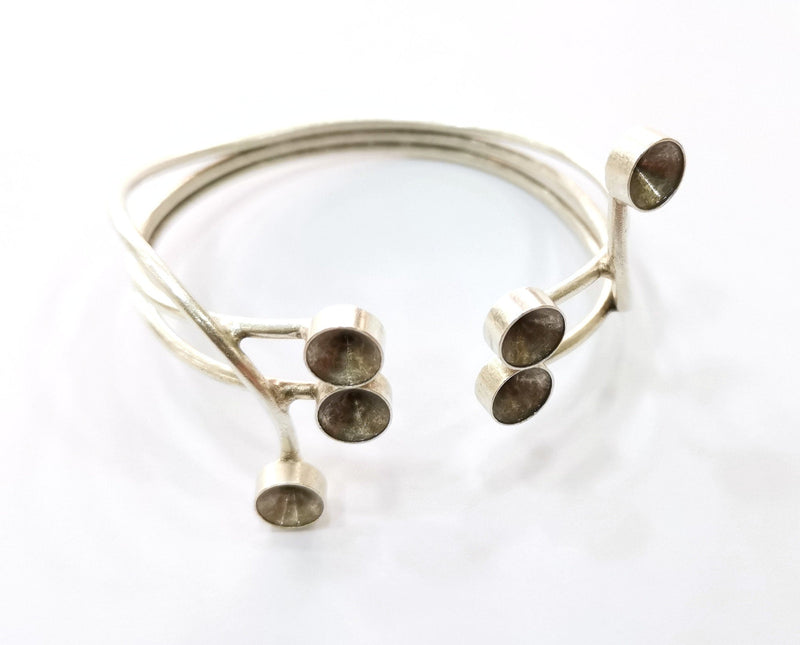 Silver Bracelet Blanks  Cuff Blanks Adjustable Blank Antique Silver Plated Brass ( 7mm Cone Blanks ) G19422
