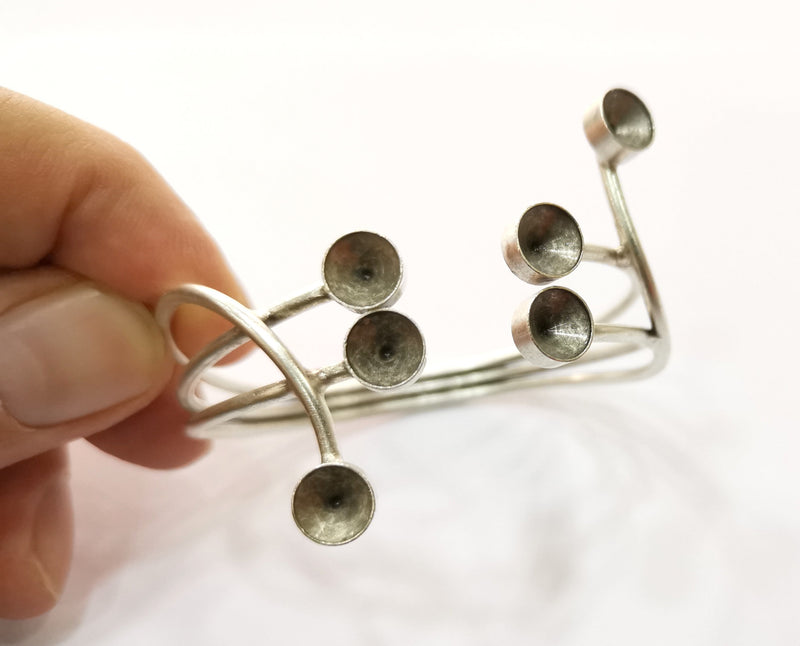 Silver Bracelet Blanks  Cuff Blanks Adjustable Blank Antique Silver Plated Brass ( 7mm Cone Blanks ) G19422