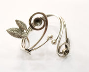 Leaf Silver Bracelet Blanks Cuff Blanks Adjustable Blank Antique Silver Plated Brass ( 7mm Cone Blanks ) G19424