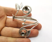 Leaf Silver Bracelet Blanks Cuff Blanks Adjustable Blank Antique Silver Plated Brass ( 7mm Cone Blanks ) G19424