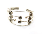 Silver Bracelet Blanks Cuff Blanks Adjustable Blank Antique Silver Plated Brass ( 7mm Cone Blanks ) G19427