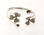 Flower Silver Bracelet Blanks Cuff Blanks Adjustable Blank Antique Silver Plated Brass ( 7mm Cone Blanks ) G19428
