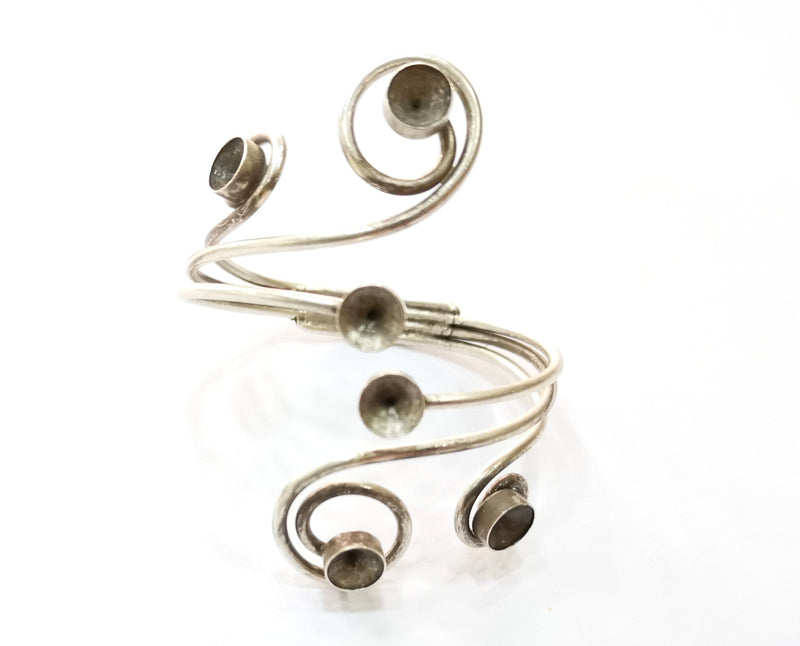 Silver Bracelet Blanks Cuff Blanks Adjustable Blank Antique Silver Plated Brass ( 7mm Cone Blanks ) G19430