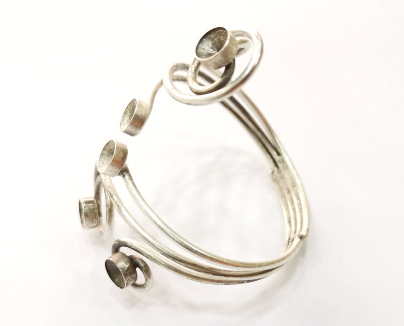 Silver Bracelet Blanks Cuff Blanks Adjustable Blank Antique Silver Plated Brass ( 7mm Cone Blanks ) G19430