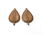 2 Copper Drop Charms Antique Copper Plated Charms (38x22mm)  G18885