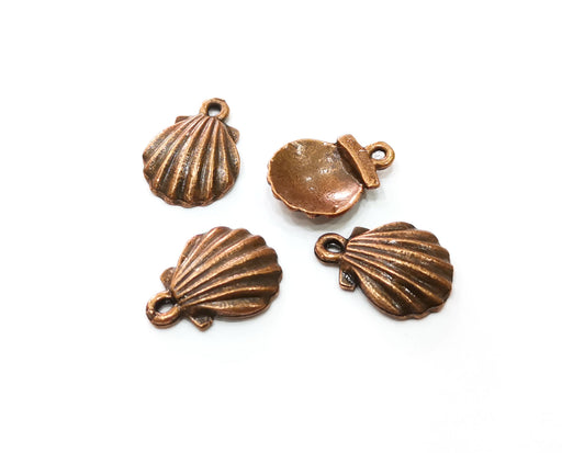 8 Oyster Shell Copper Charm Antique Copper Plated Charm (19x14mm) G18889